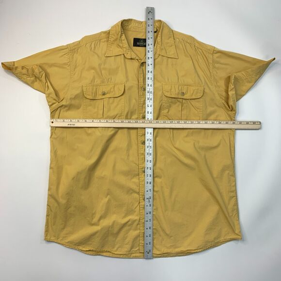 RedHead Shirt Mens XL Pale Yellow Pocket Button Up Spread Collar Short Sleeve - Picture 6 of 11